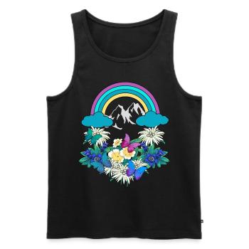 Autriche Tyrol Printemps arc-en-ciel Nature Alm - Débardeur bio Premium Homme - noir - Devant - AI Model Male 178 light (178cm)