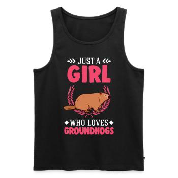 Murmeltier Mädchen Marmot Groundhog Girl - Männer Premium Bio Tank Top - Schwarz - Vorne - Michal (187cm)