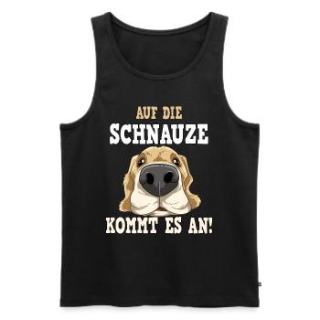 AUF DIE SCHNAUZE KOMMT ES AN - Männer Premium Bio Tank Top - Schwarz - Vorne - Michal (187cm)
