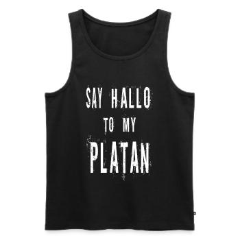 Say Hello to My Platan - Men's Premium Organic Tank Top - black - Front - AI Model Male 178 light (178cm)