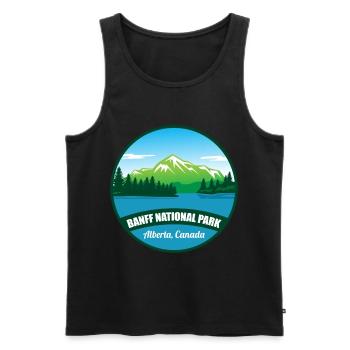 Parc national de l’Alberta Banff Canada Randonnée souvenir - Débardeur bio Premium Homme - noir - Devant - AI Model Male 178 light (178cm)