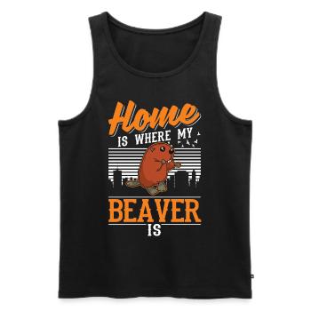 Zuhause ist wo mein Biber ist Biberdamm - Männer Premium Bio Tank Top - Schwarz - Vorne - Michal (187cm)