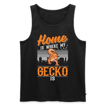 Zuhause ist wo mein Gecko ist - Männer Premium Bio Tank Top - Schwarz - Vorne - Michal (187cm)