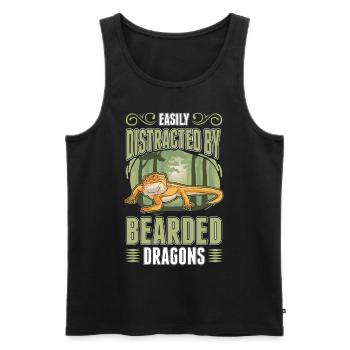 Facilement distrait par Bearded Dragons Bartagame - Débardeur bio Premium Homme - noir - Devant - Michal (187cm)