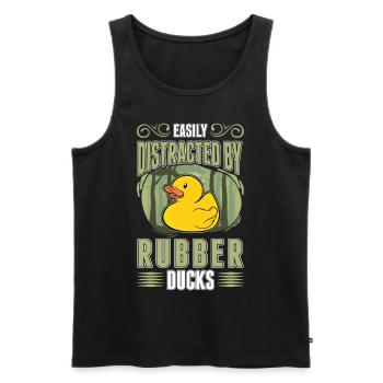 Facilement distrait par Rubber Ducks Rubber Duck - Débardeur bio Premium Homme - noir - Devant - AI Model Male 178 light (178cm)