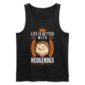 Das Leben ist besser mit einem Igel - Männer Premium Bio Tank Top - Schwarz - Vorne - Michal (187cm)