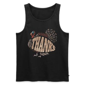 Big Turkey dit merci pour Thanksgiving - Débardeur bio Premium Homme - noir - Devant - AI Model Male 178 light (178cm)