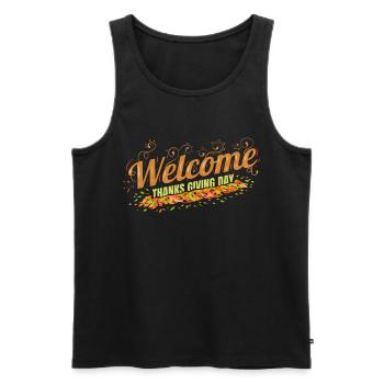 Welcome Thanksgiving Day - Men's Premium Organic Tank Top - black - Front - Michal (187cm)