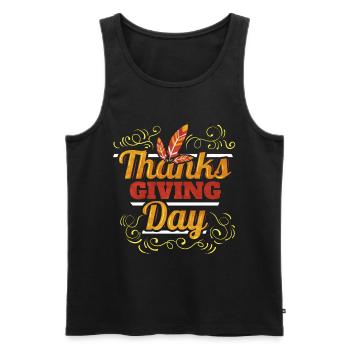Thanks Giving Day Logo Feathers Thanksgiving - Männer Premium Bio Tank Top - Schwarz - Vorne - AI Model Male 178 light (178cm)