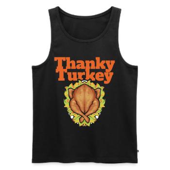 Thanky Turkey Roasted Turkey On Plate Thanksgiving - Men's Premium Organic Tank Top - black - Front - AI Model Male 178 light (178cm)