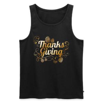 Ornaments Pine Cone Logo Thanksgiving - Men's Premium Organic Tank Top - black - Front - AI Model Male 178 light (178cm)