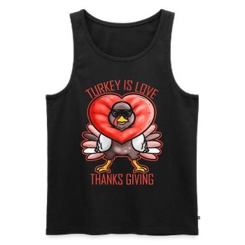 Comic Turkey Is Love Heart Thanks Giving - Men's Premium Organic Tank Top - black - Front - Michal (187cm)