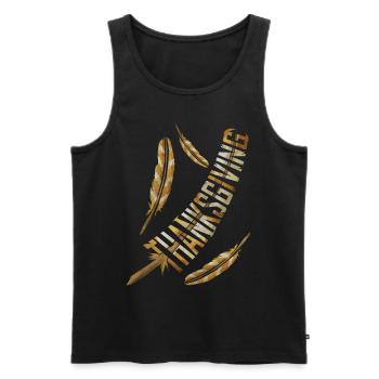 Big Brown Turkey Feathers Thanksgiving - Débardeur bio Premium Homme - noir - Devant - AI Model Male 178 light (178cm)