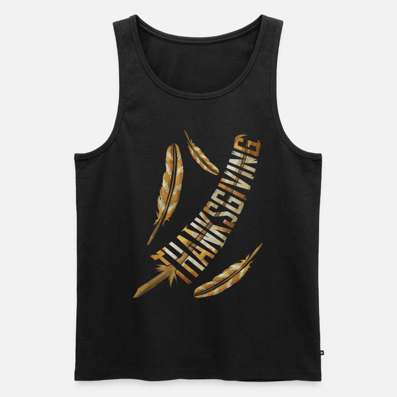Big Brown Turkey Feathers Thanksgiving - Männer Premium Bio Tank Top - Schwarz
