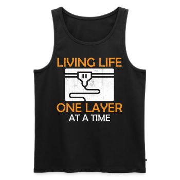 3D Printing - Living Life One Layer At A Time - Men's Premium Organic Tank Top - black - Front - AI Model Male 178 light (178cm)