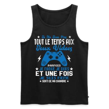 Je ne joue pas tout le temps aux jeux vidéos - Débardeur bio Premium Homme - noir - Devant - Michal (187cm)