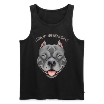 Dog Lover - I Love My American Bully - Männer Premium Bio Tank Top - Schwarz - Vorne - Michal (187cm)