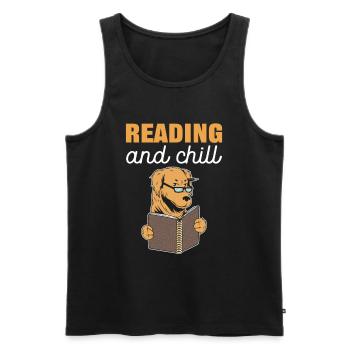 Reading and Chill Book Lover Librarian Book Reader - Männer Premium Bio Tank Top - Schwarz - Vorne - AI Model Male 178 light (178cm)