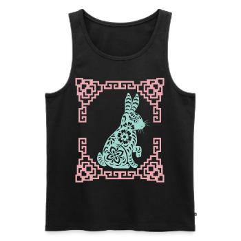 Year of the Hare, Chinese Horoscope China - Men's Premium Organic Tank Top - black - Front - AI Model Male 178 light (178cm)