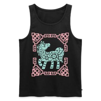 Année du Cheval, horoscope chinois Chine - Débardeur bio Premium Homme - noir - Devant - AI Model Male 178 light (178cm)