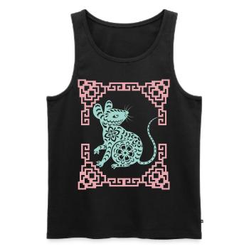 Année du Rat, horoscope chinois Chine - Débardeur bio Premium Homme - noir - Devant - Michal (187cm)