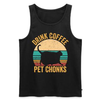 Chonk Meme Cat Drink Coffee Pet Chonks - Men's Premium Organic Tank Top - black - Front - AI Model Male 178 light (178cm)