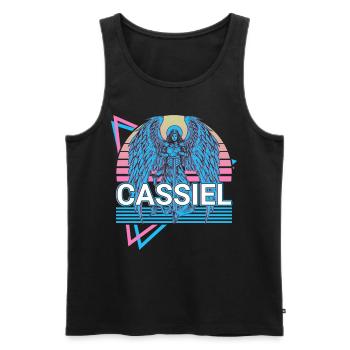 Cassiel Archangel Retro - Men's Premium Organic Tank Top - black - Front - AI Model Male 178 light (178cm)