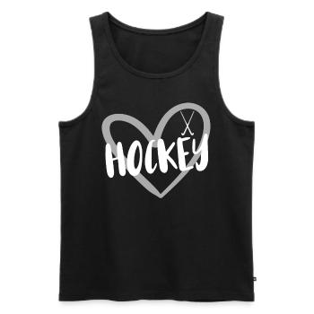 Idée de cadeau de hockey sur gazon pour les joueurs de hockey sur gazon - Débardeur bio Premium Homme - noir - Devant - Michal (187cm)