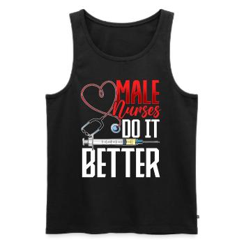 Male Nurses Do It - Männer Premium Bio Tank Top - Schwarz - Vorne - AI Model Male 178 light (178cm)