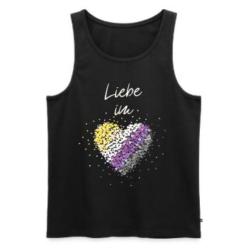 L’amour dans le cœur Asexuel Asexualité ACE Asexuels - Débardeur bio Premium Homme - noir - Devant - Michal (187cm)