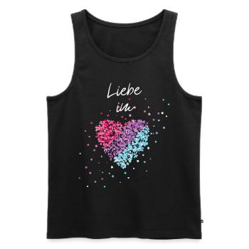 L’amour dans le cœur Bisexualité Bisexualité Gay Homo - Débardeur bio Premium Homme - noir - Devant - AI Model Male 178 light (178cm)