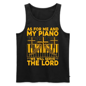 Quant à moi et à mon piano, nous servirons le seigneur - Débardeur bio Premium Homme - noir - Devant - AI Model Male 178 light (178cm)