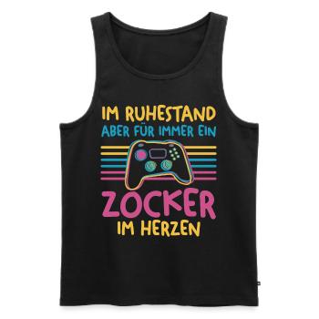 Ruhestand Rentner Gaming Zocken Zocker Gamer - Männer Premium Bio Tank Top - Schwarz - Vorne - Michal (187cm)
