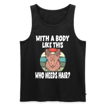 With a Body Like This Who Needs Hair? - Männer Premium Bio Tank Top - Schwarz - Vorne - AI Model Male 178 light (178cm)