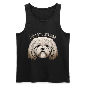 Amoureux des chiens - J’aime mon Lhassa Apso - Débardeur bio Premium Homme - noir - Devant - Michal (187cm)
