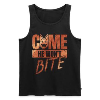 Come, He Won't Bite - Dog Owner - Men's Premium Organic Tank Top - black - Front - AI Model Male 178 light (178cm)