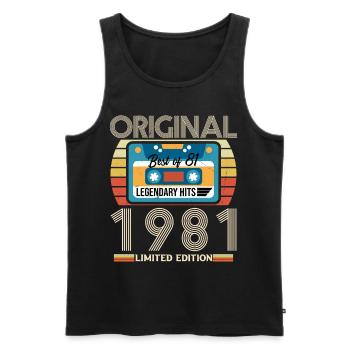 Vintage Geburtstagsgeschenk 1981 Limited Edition - Männer Premium Bio Tank Top - Schwarz - Vorne - Michal (187cm)