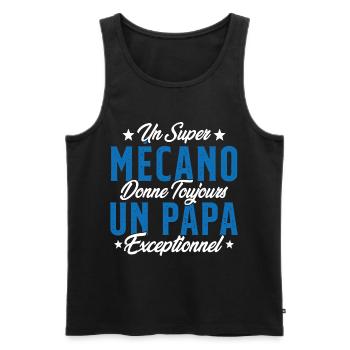 Mécano Papa Cadeau Drôle Fête Des Pères Garagiste - Débardeur bio Premium Homme - noir - Devant - AI Model Male 178 light (178cm)