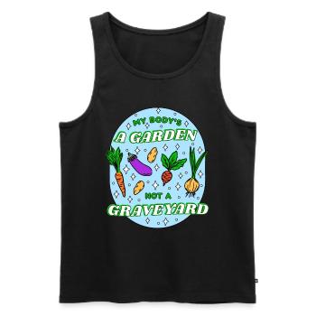 Vegan Veganer My Body's A Garden Not A Graveyard - Männer Premium Bio Tank Top - Schwarz - Vorne - AI Model Male 178 light (178cm)