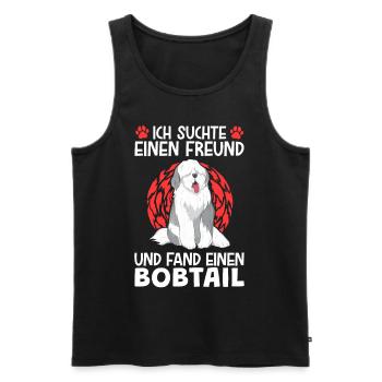 Bobtail Freund gesucht Altenglischer Bobtail - Männer Premium Bio Tank Top - Schwarz - Vorne - AI Model Male 178 light (178cm)