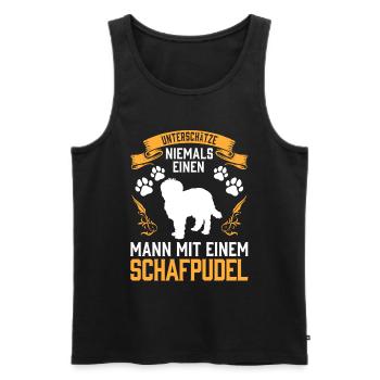 Mann mit Schafpudel altdeutscher Hütepudel - Männer Premium Bio Tank Top - Schwarz - Vorne - AI Model Male 178 light (178cm)