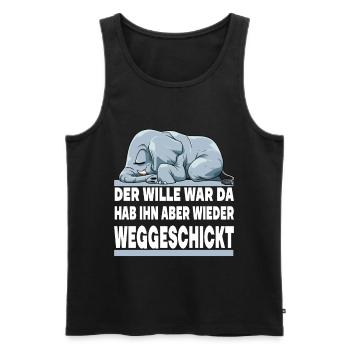 DER WILLE WAR DA ICH HAB IHN ABER WIEDER - Männer Premium Bio Tank Top - Schwarz - Vorne - AI Model Male 178 light (178cm)
