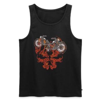 Motorcycle Grim Skull Biker Flame - Men's Premium Organic Tank Top - black - Front - Michal (187cm)