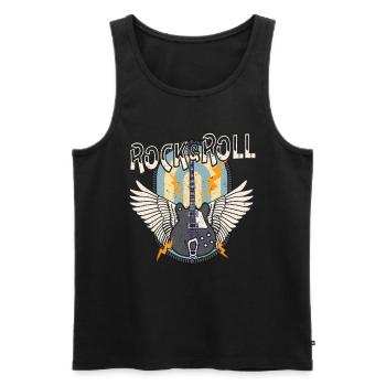 Rock & Roll vintage Retro E-Gitarre Flügel - Männer Premium Bio Tank Top - Schwarz - Vorne - AI Model Male 178 light (178cm)