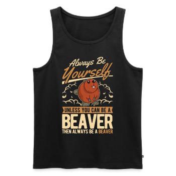Soyez toujours vous-même Castor Castor Beaver Dam - Débardeur bio Premium Homme - noir - Devant - AI Model Male 178 light (178cm)