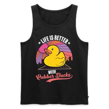 Life is better with rubber ducks - Men's Premium Organic Tank Top - black - Front - AI Model Male 178 light (178cm)