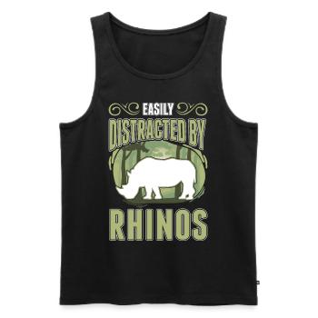 Easily distracted by Rhinos Nashorn - Männer Premium Bio Tank Top - Schwarz - Vorne - Michal (187cm)