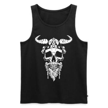 Skull Viking Norse Warrior Valhalla War - Men's Premium Organic Tank Top - black - Front - AI Model Male 178 light (178cm)