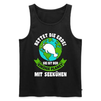 Meerkuh Seekuh - Männer Premium Bio Tank Top - Schwarz - Vorne - Michal (187cm)