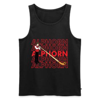 Musicien suisse Alphorn instrument de musique Alpen Sc - Débardeur bio Premium Homme - noir - Devant - Michal (187cm)
